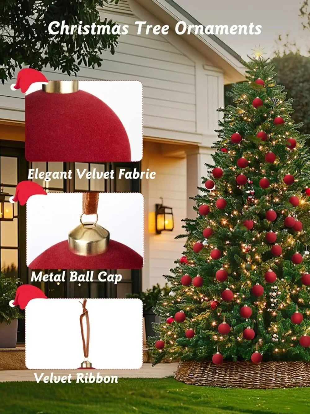 Brightown Velvet Christmas Ball Ornaments Set of 15 Green Brown Cream Holiday